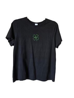 Shamrock Four leave Clover Tee Black Size XL Vintage size
